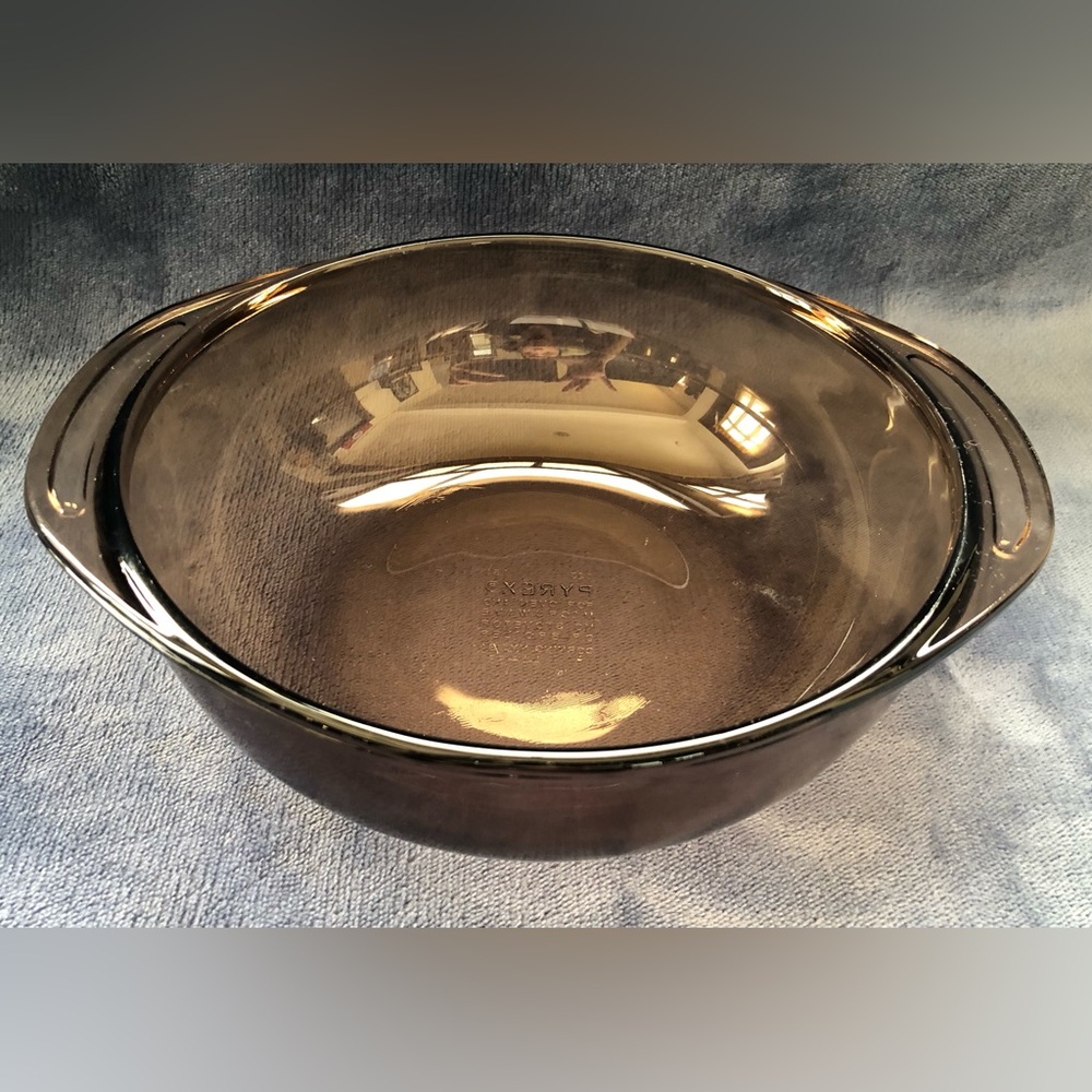 Vintage PYREX 023 AMBER Glass 1.5 Quart Casserole Bowl Dish Handles No Lid